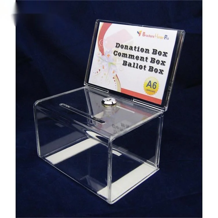 Countertop Clear Acrylic with Lock Donation Comment Ballot Box