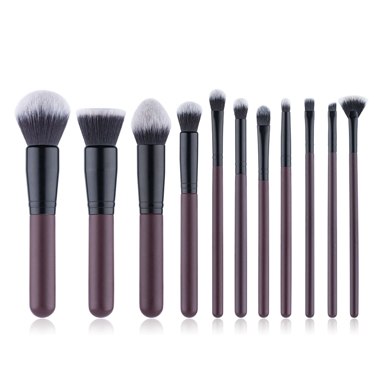 Factory Direct 11PCS Wine Red Wood Handle Synthetic Hair Makeup Brush Set Art Paint Brushes Set 2019 Make up Brush Supplier