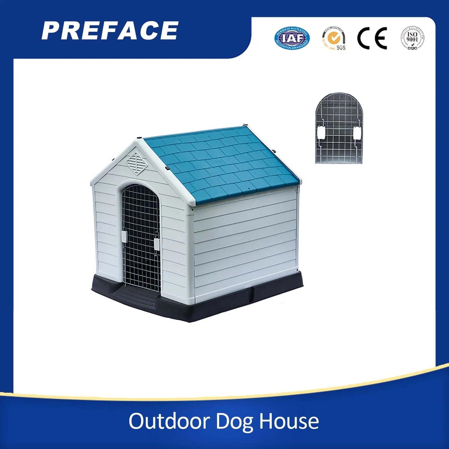 Impermeable y ventilada Pet Dog Kennel All Weather Dog House Casa de Pet Dog de plástico al aire libre