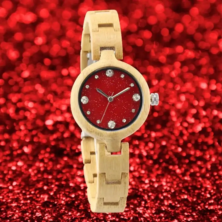 Handgemachte Frauen Quarz Armbanduhr Luxus Marke Holz Custom Logo Uhr Holz