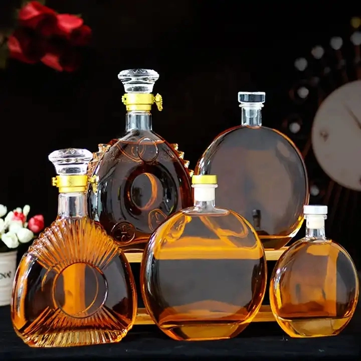 Fast Delivery Empty Round Bottle Transparent Whisky Vodka Bottle Packing Wine Vodka Whiskey for Vodka