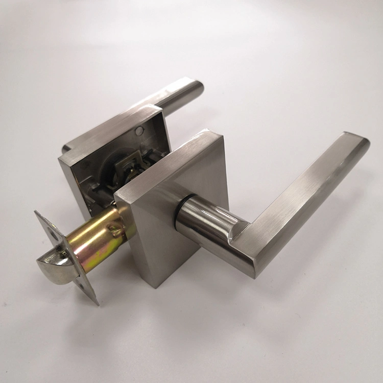 Factory Supplied Zinc Alloy Double Hole Keyless Door Handle Lock with Latch Only