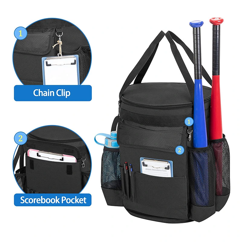 Wholesale/Supplier Softball Cover Organizer Tote Baseball Bucket Bag with Multi Pockets