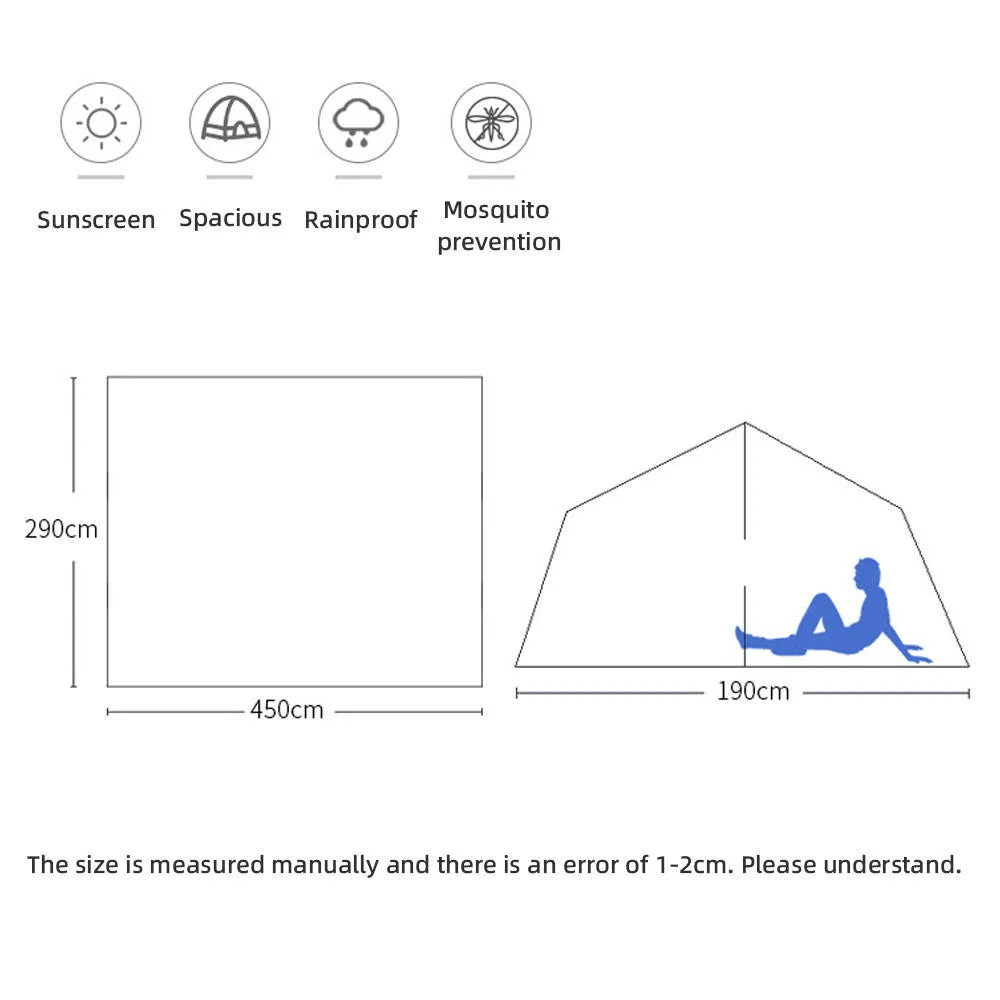 Tiendas de campaña al aire libre grandes 4 de 8 personas Dos habitaciones de alta calidad al Aire Libre Comercial tienda