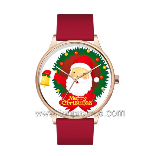 X'mas Seasoning Promotional Gift Lady/Children Santa Quatz Wristwatch