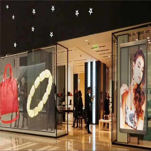 Indoor großen Shop Werbung Film Transparente Panel Board LED-Bildschirm Display für Einzelhandelsgeschäfte Brille Windows Wall