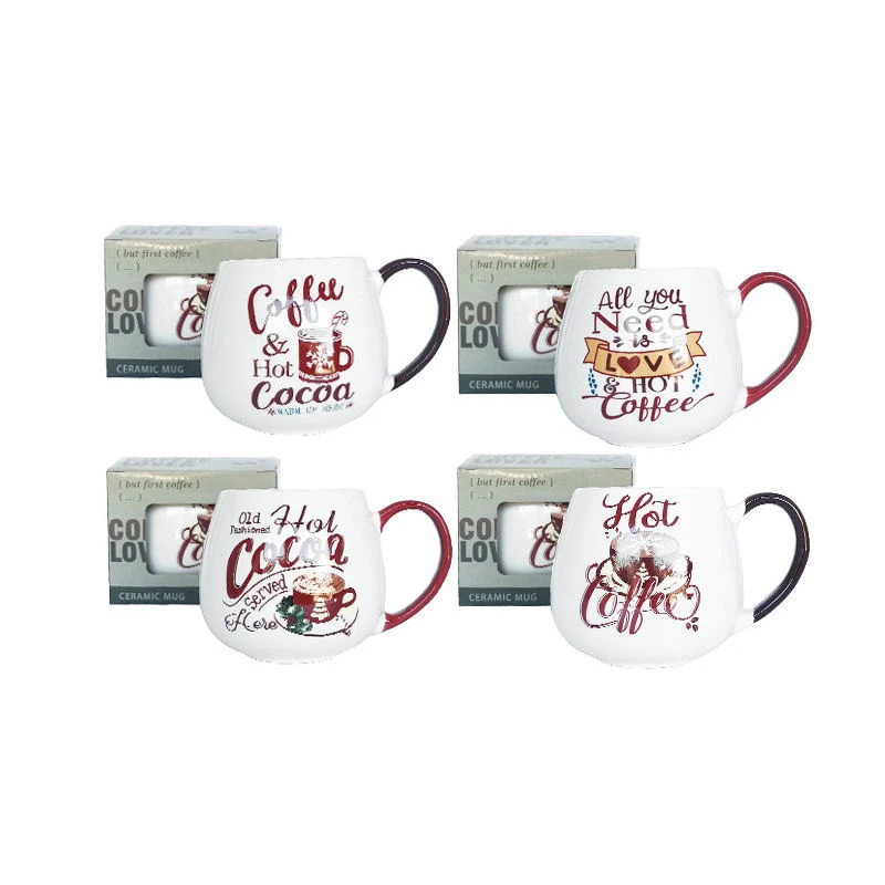 Amazon Hot Sell Set of 4 Ceramic New Bone Porcelain Coffee Mug for Gift