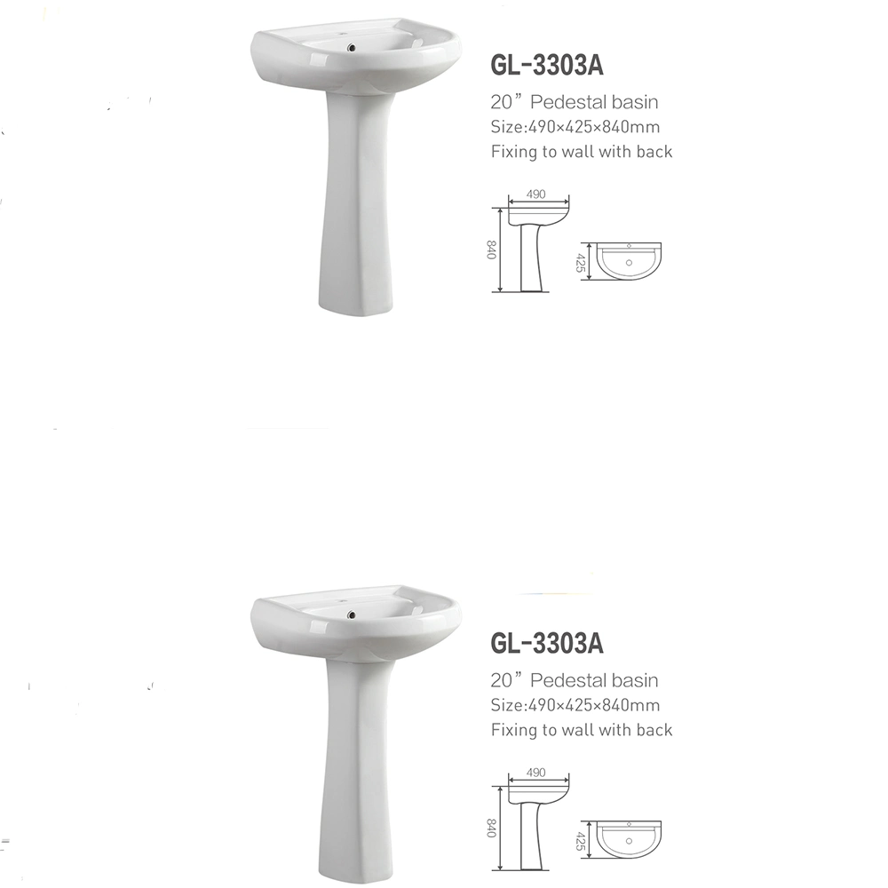 Bulk Price Wholesale/Supplier Back to Wall Bath Wash Pedestal Basin for Bathroom