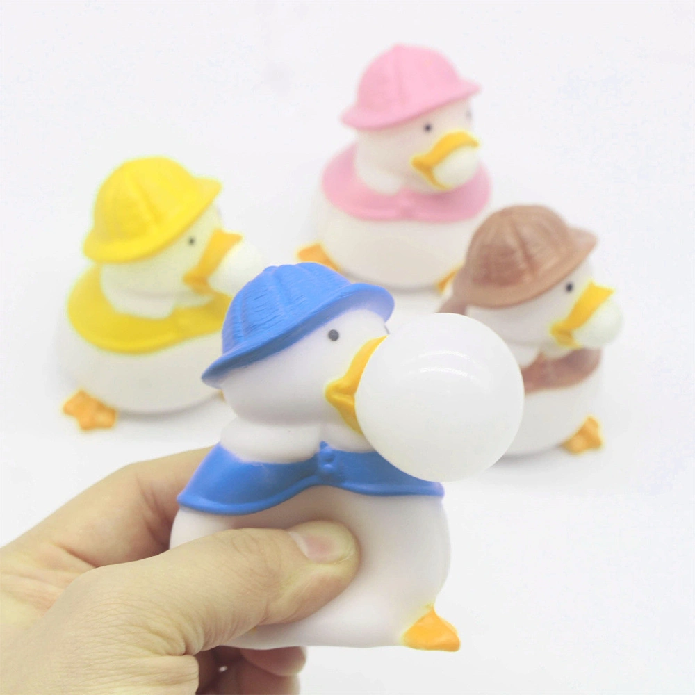 Pato burbuja Squeeze y escupir el pato de la burbuja de bebé pizca pizca Música para niños pequeños juguetes de Regalo de caja de persiana