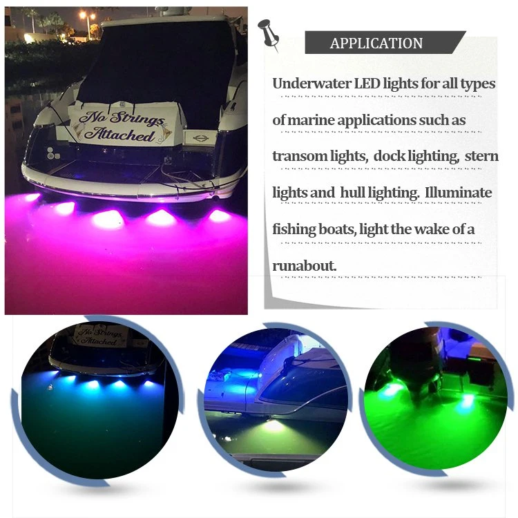 RGBW Stainless Steel IP68 Under Water Lamp 12V Flush Mount Marine Boat Underwater LED Light