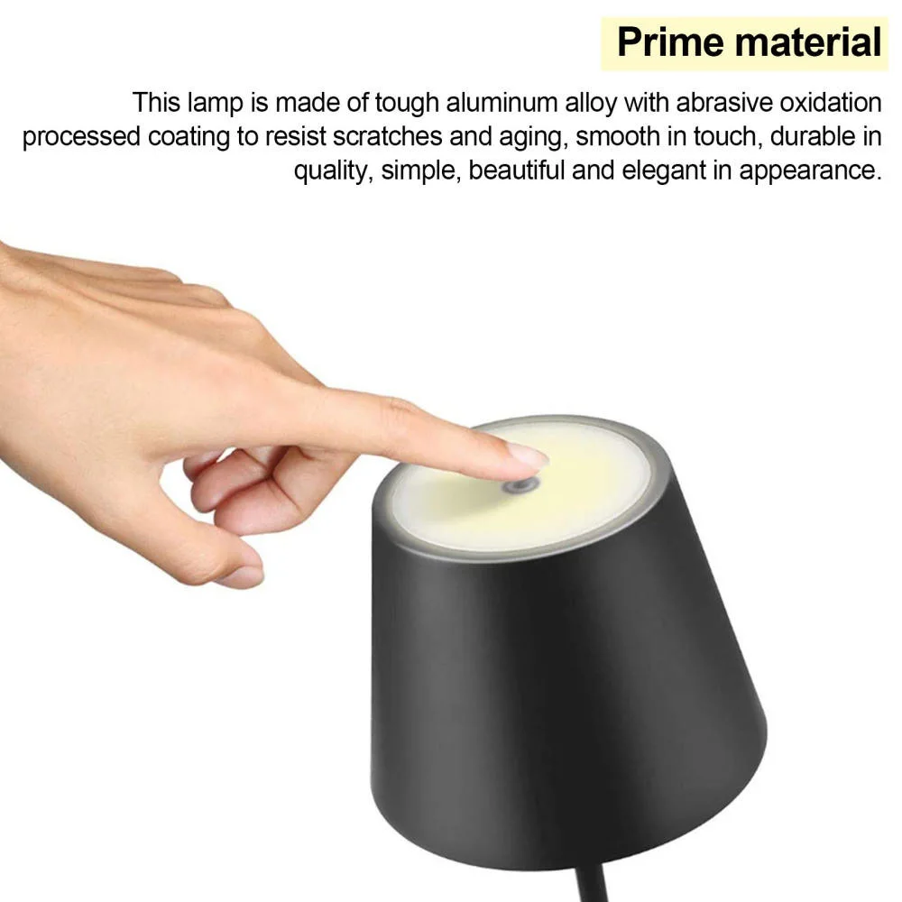 Wireless LED recargable Lámpara de mesa táctil resistente al agua de alimentación por batería lámpara de escritorio