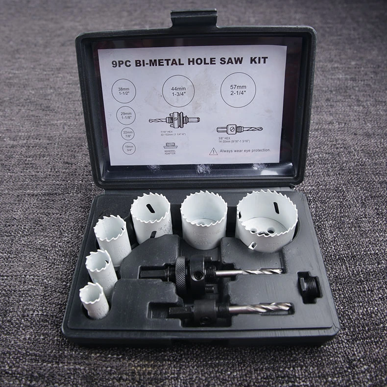 Hole Saw Set with Saw Blades Mandrels Drill Bits Installation Plate and Hex Key Ideal for Soft Wood, Plywood, Drywall, PVC