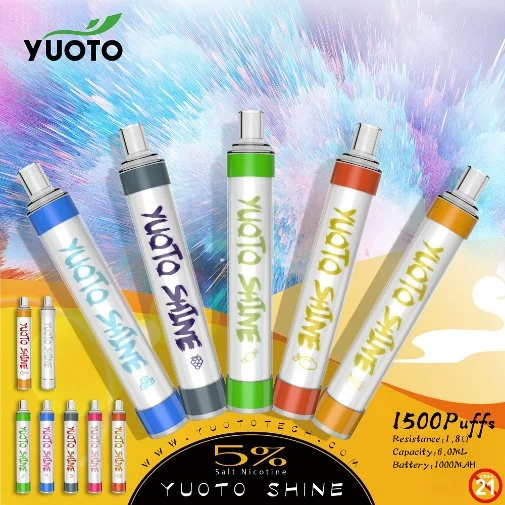 Russische Yuoto Shine Vaporizer Kostenlose Probe Metall Großhandel Tragbar 1500 Puffs Mini Einweg-Vape Pen