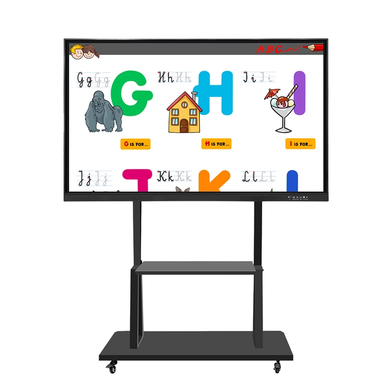 86inch OPS Slot Dual System 4K 20 Point Touch Flat Panel Electronic Writing Board Portable Interactive Whiteboard Device