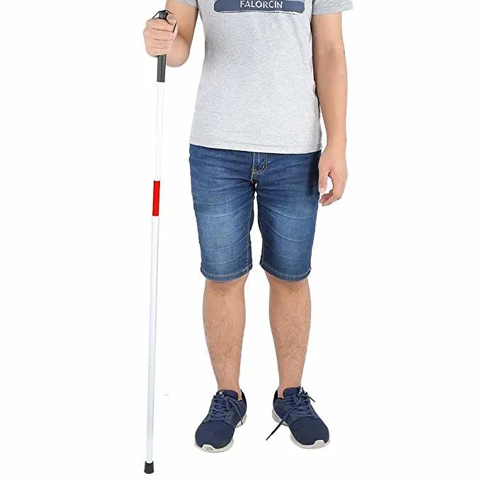 Non-Slip Aluminum Straight Grip Handle Folding Walking Stick Cane for Blind People