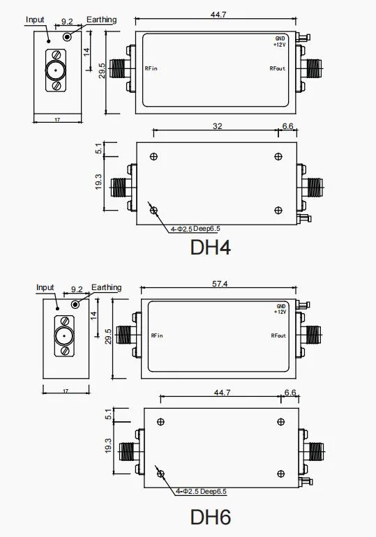 Banda S 2-4 GHz 17dBm de potencia de salida saturadas conectores SMA-F Amplificador de limitación de ancho de banda