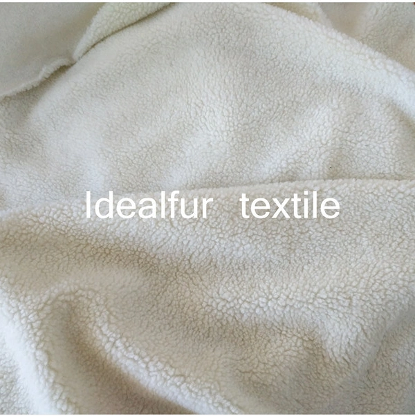 Raw White Sherpa Polyester Fake Sheep Fur Fabric