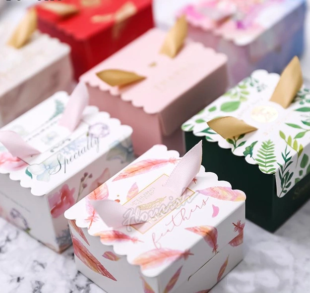 Luxury Fancy Art Paper Romantic Blossom Flower Printed Take Away Cupcake Bakery Cookie Packaging Paper Box