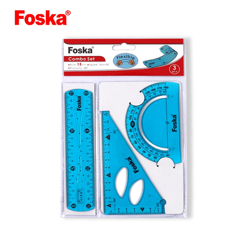 Foska 15cm School Plastic Flexible Stencil Ruler Set