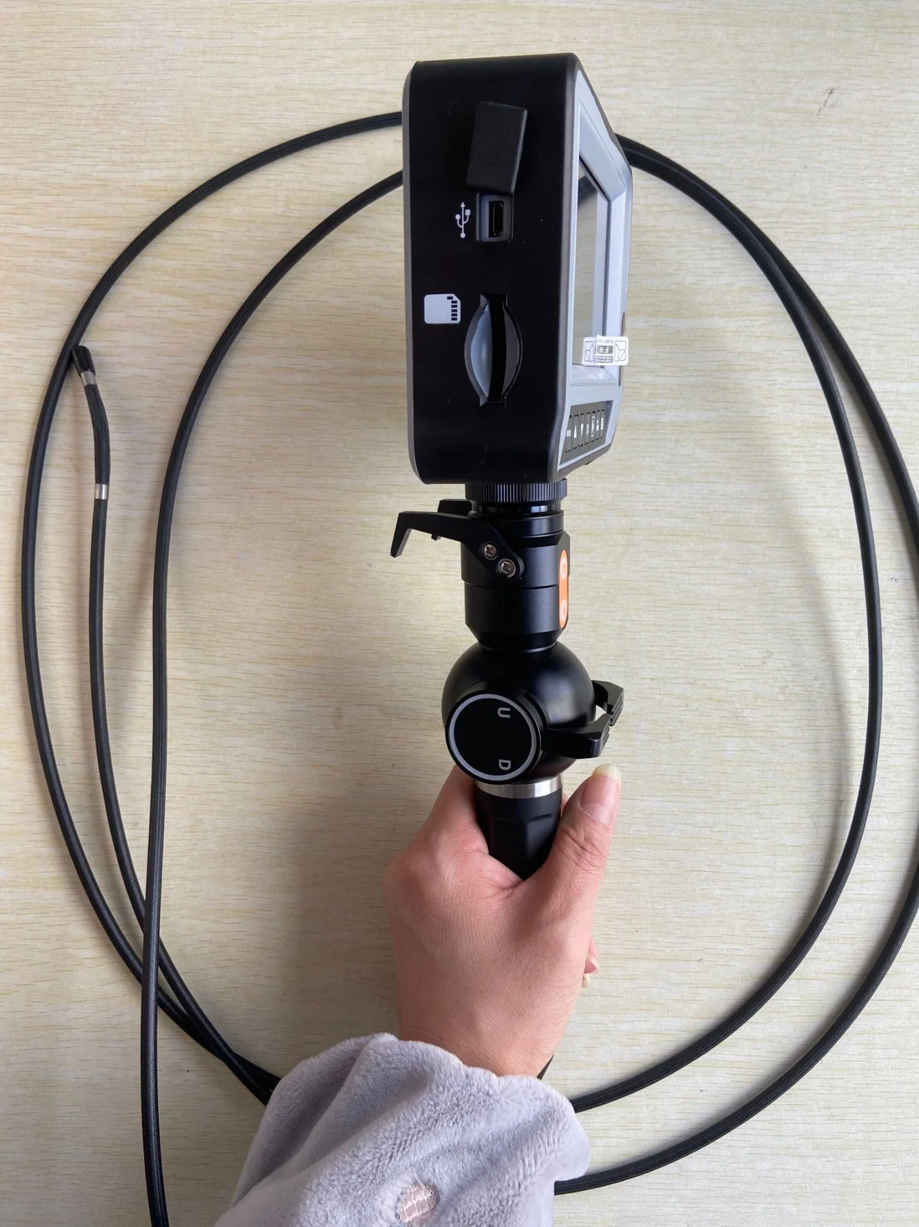 Endoscope industriel flexible avec écran de 4.5 pouces, tube tressé en tungstène, étanche IP67, articulation à 4 contacts, tube de test de 2 mètres