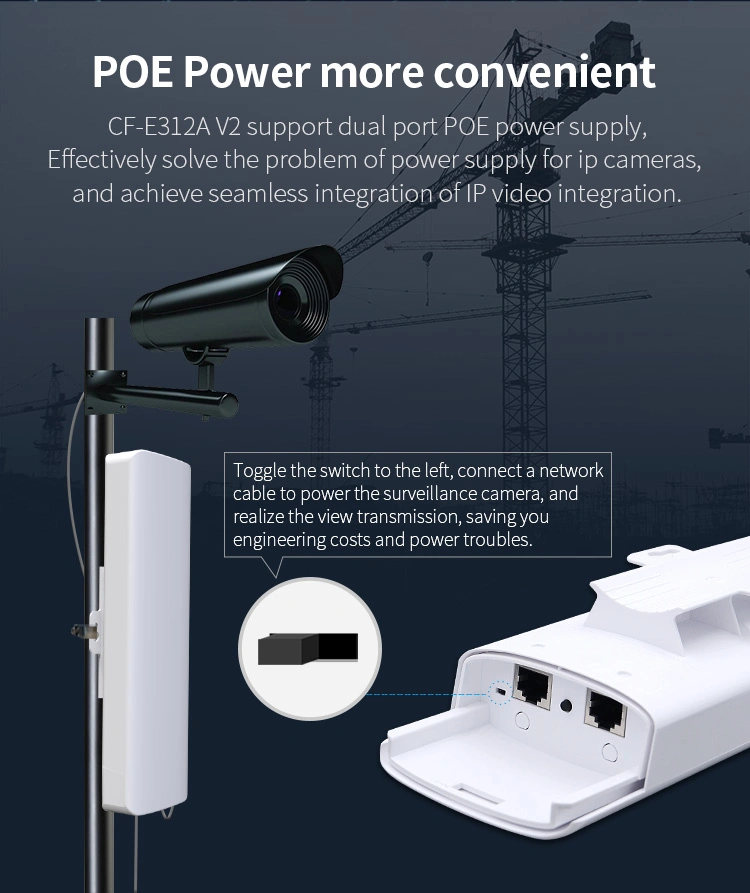 CF-E312A V2 quente de 5,8GHz, 10 km, CPE sem fios, 14 dBi, alta potência Wireless Bridge/Hotspot CPE sem fios