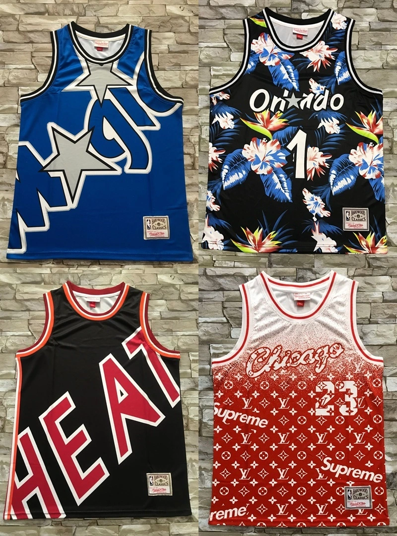 Atacado de Madeira Classe S-Upreme LV junta N-B-a Chicago Bulls Orlando Camisolas de basquetebol Magic Miami Heat