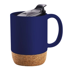 Almacén de EE.UU Nórdica personalizada libre de buques de la base de Corcho negro mate de taza de café de cerámica con aislamiento de la Copa de madera Corcho Taza Tapa inferior