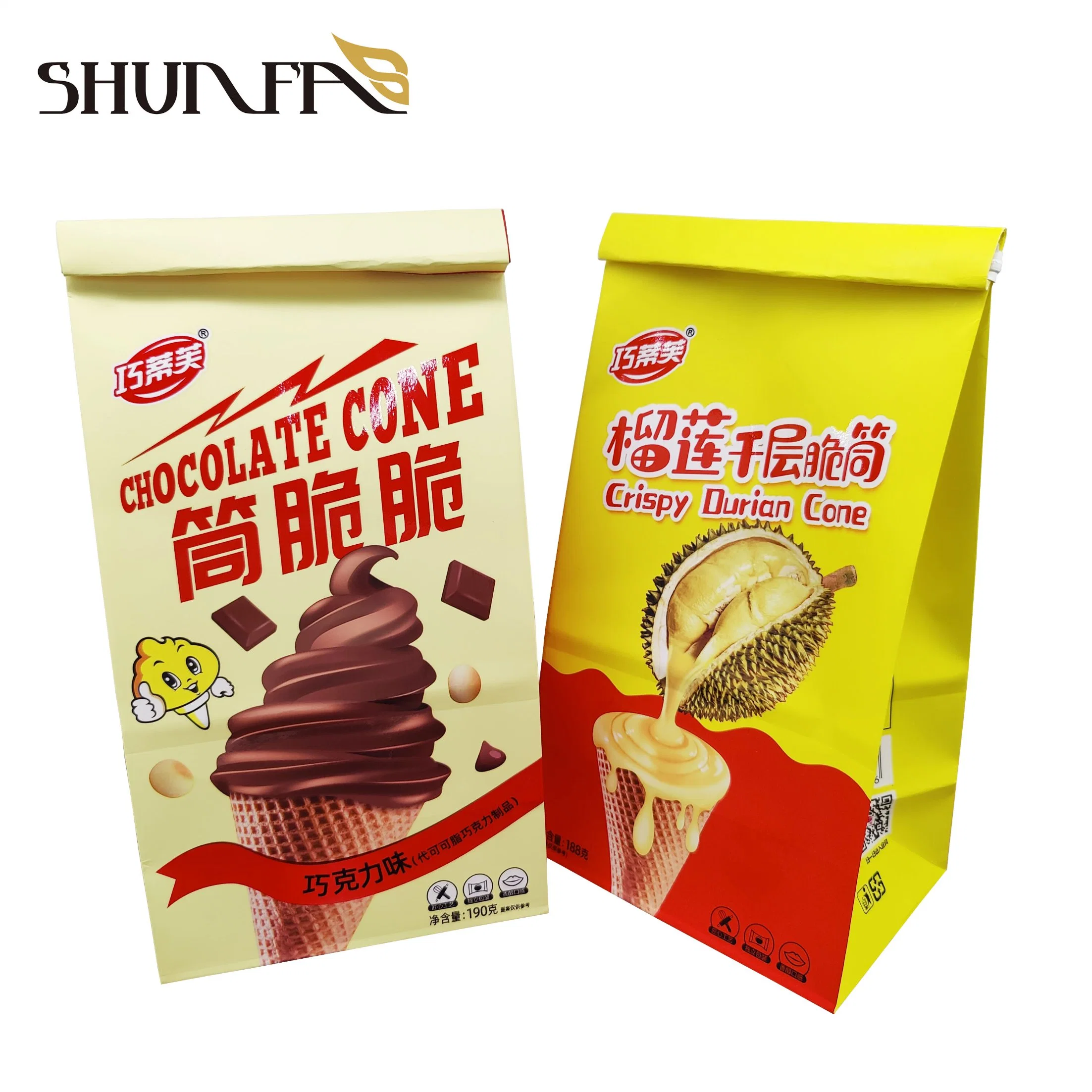 Hot Sale Square Bottom Packaging Pouch Ice-Cream Chocolate Snack Packing Bag