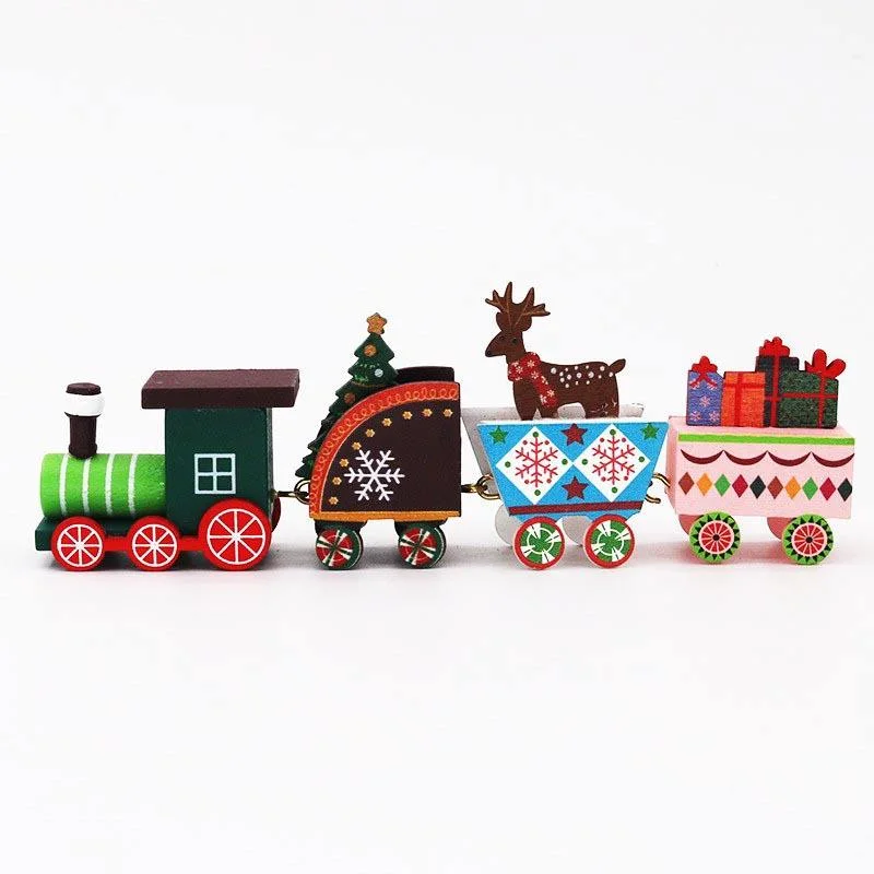 Christmas Presents Wooden Train Tabletop Decorations Christmas Children Toy