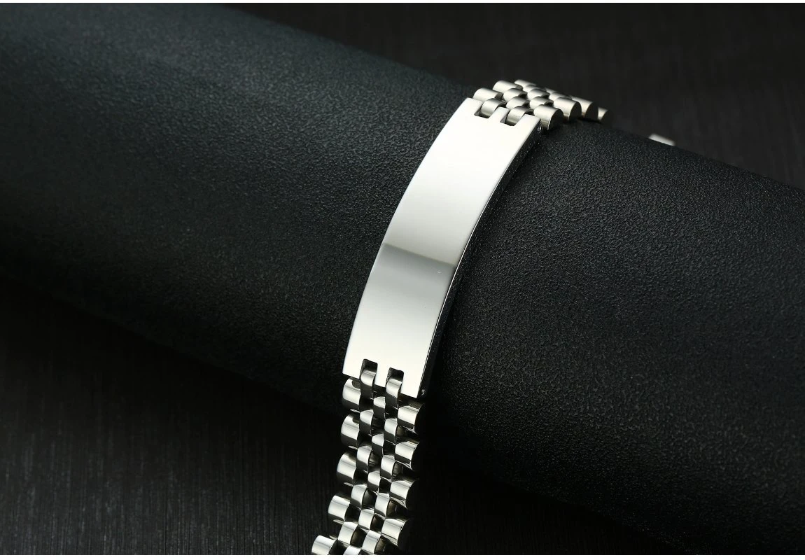 21,5 cm en acier inoxydable bracelet incurvée Men' S Silver Gold Bracelet gravé européens et américains d' hommes bijouterie