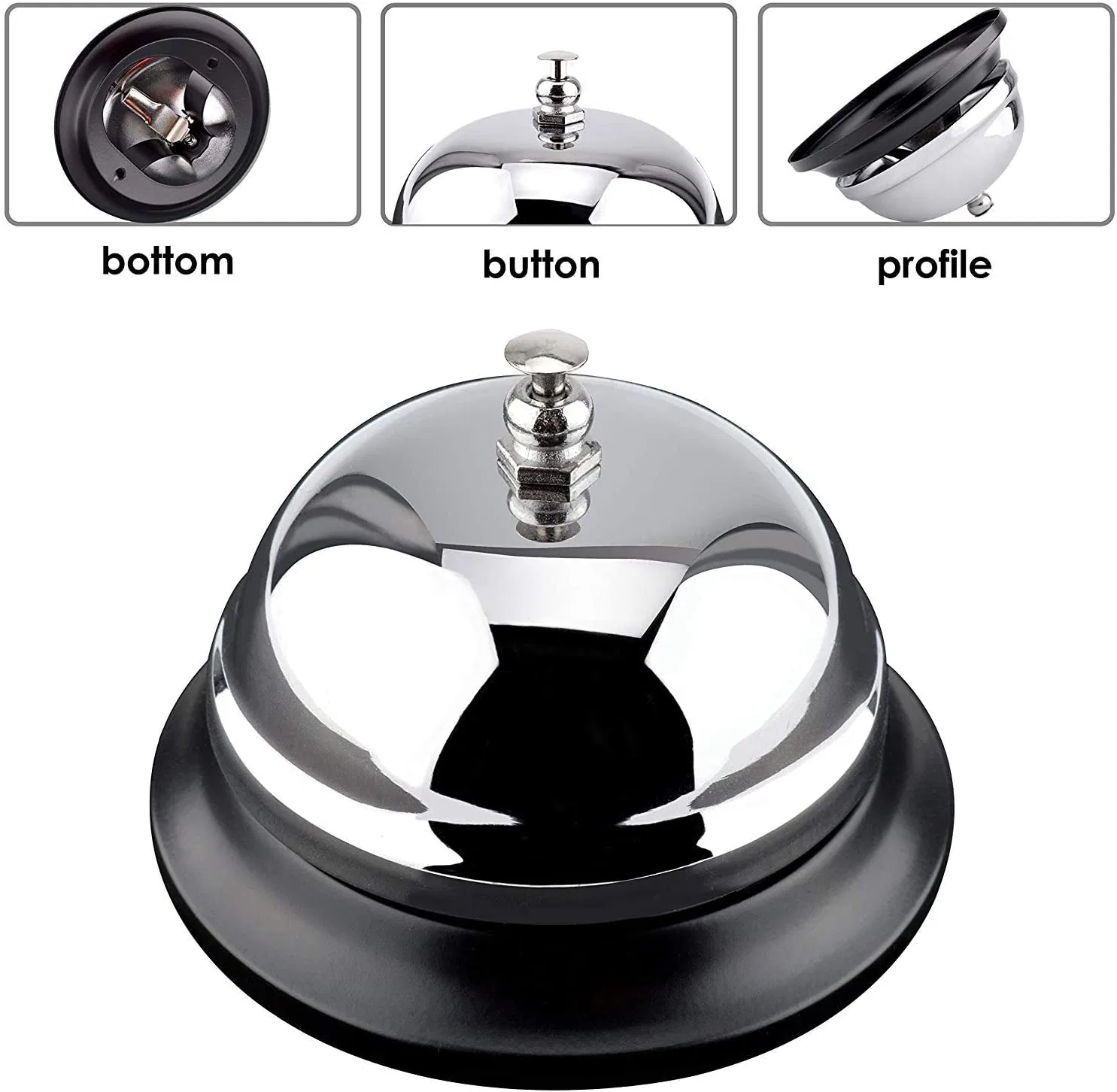 Stainless Steel Desktop Reception Desk Service Bell for Ringing Service Bell Servant Service Butler Reception Waiter Shop Counter Esg12309