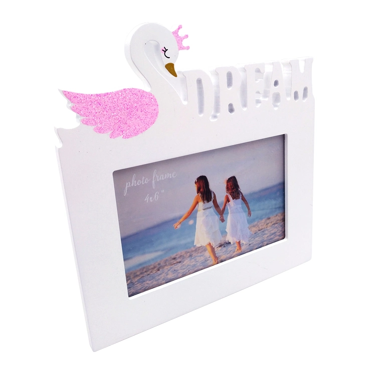 Custom Colorful Wooden Cartoon Swan Princess Baby Photo Picture Frame