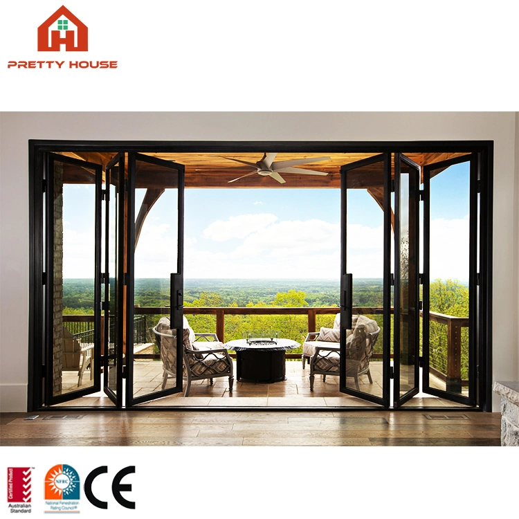 European Style Double Glazing Aluminum Glass Interior Bi Folding Doors