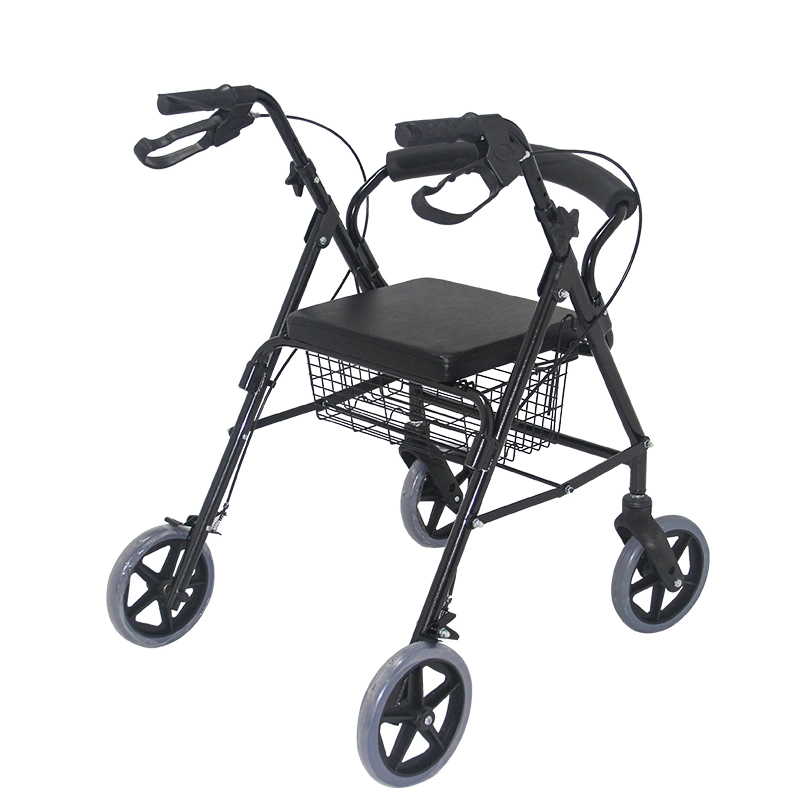 Equipo Médico de aluminio ajustable de plegado de las 4 ruedas Rollator bastidor caminar ancianos Walker con asiento