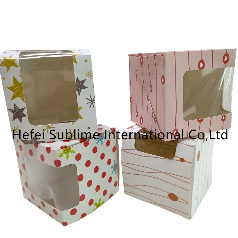 Caixas de cupcake com porta-papéis de janela transparente manusear caixas recipientes de bolo caixas de deleite presente para festa casamento, Natal festa
