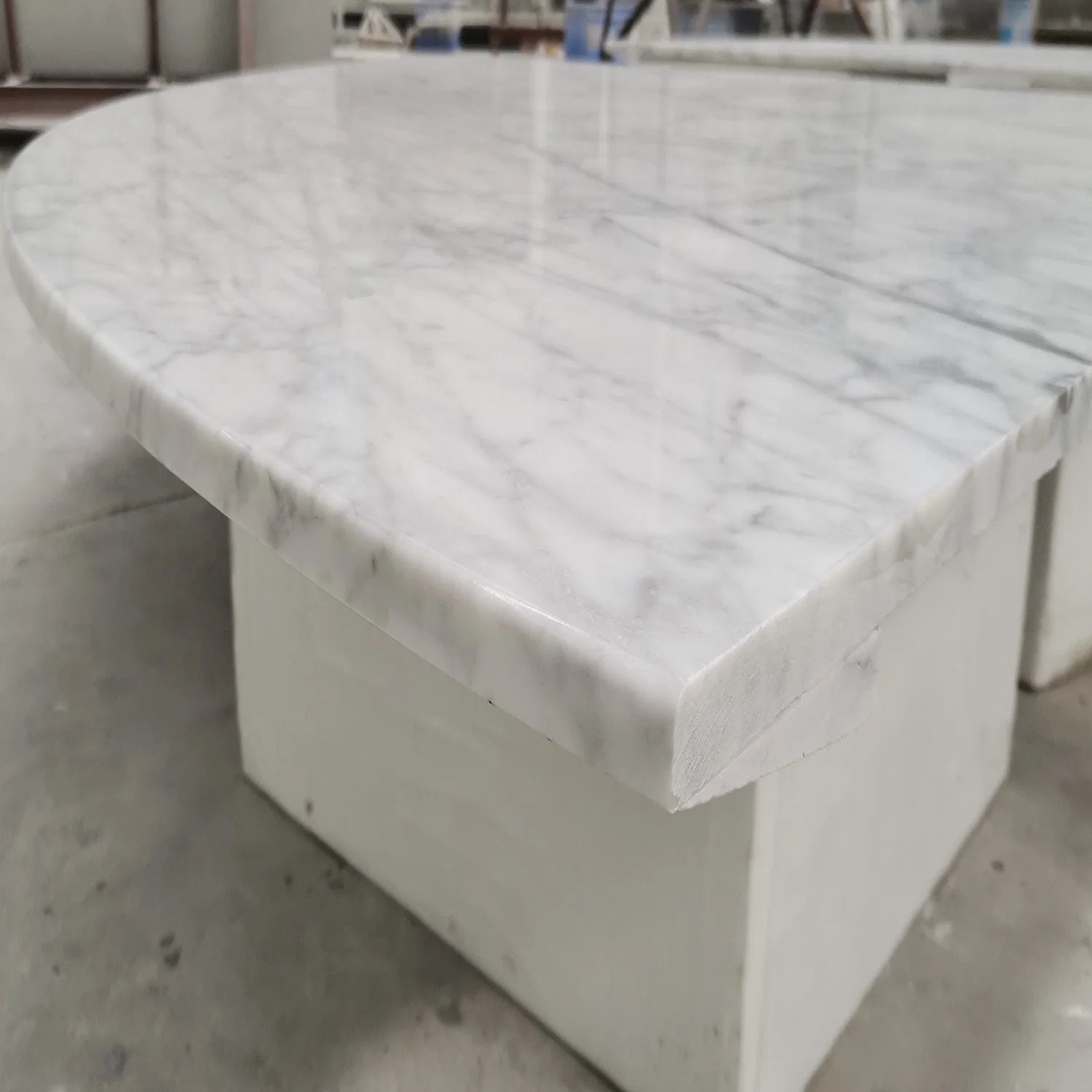 أعلى مستوى Bianco Carrara وايت ماربل تيبل توب وايت ماربل منصات الريش