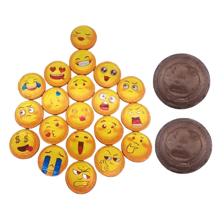 Chinese Factory Cheap Price High quality/High cost performance  Cute Face Chocolate Gold Coin Candy