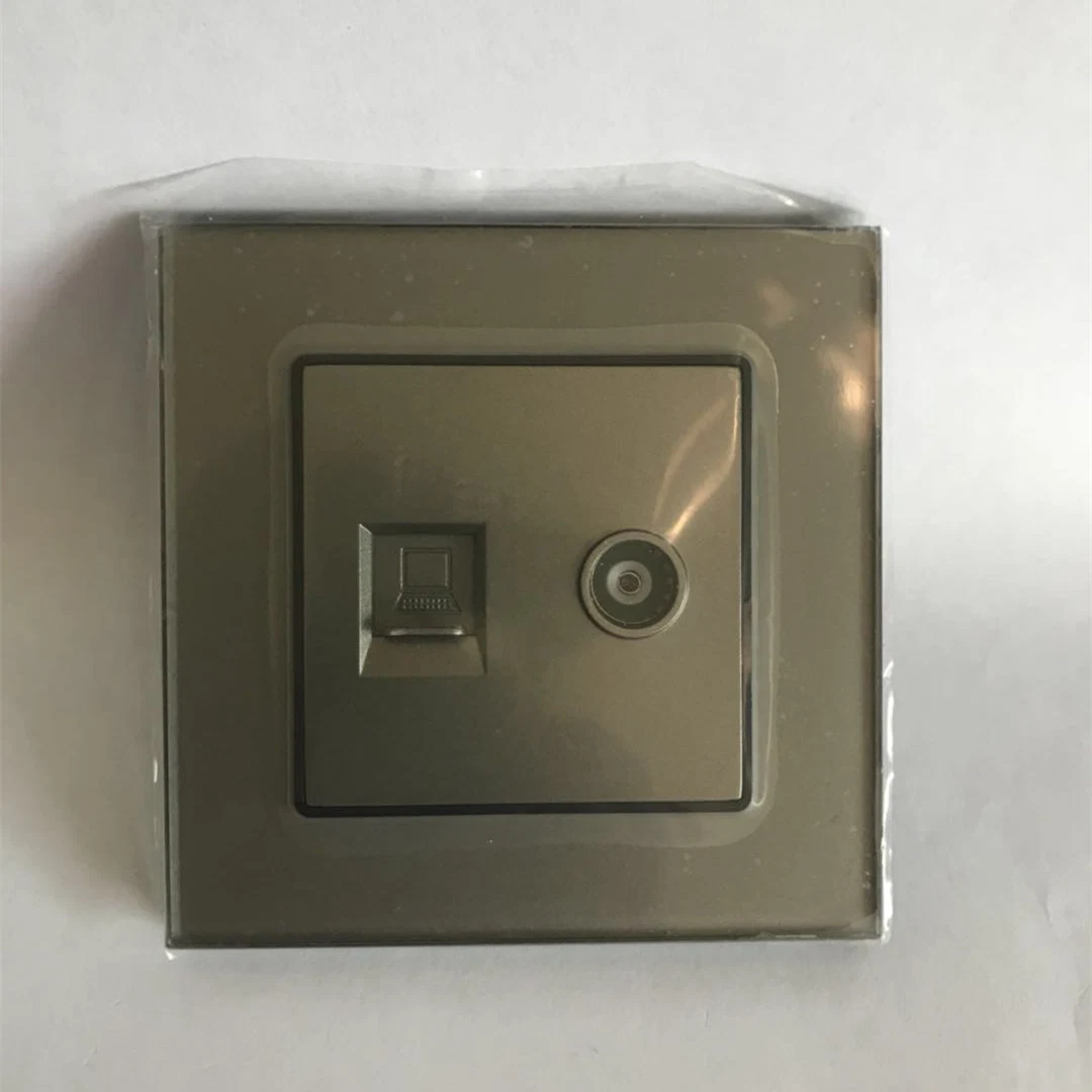 86X86cm Crystal Glass Panel Tin-Phosphor Bronze TV LAN Socket