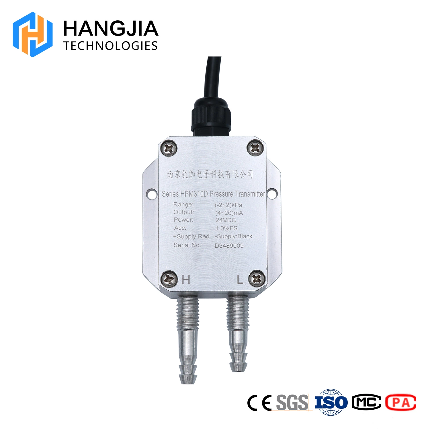 4-20mA Micro Air Gas Differential Pressure Sensor Transducer