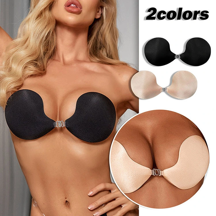 Summer Round Silicone Front Buckle Bra Sexy Fashion Spot Invisible Thick Black Lace Youth Chest Stickers Bra