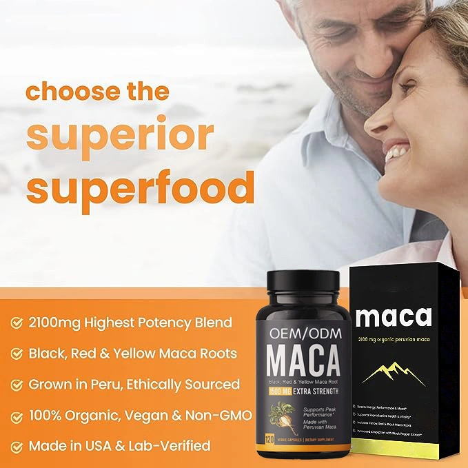 Best-Selling Authentic Bottled Maca Herbal Supplement Capsule