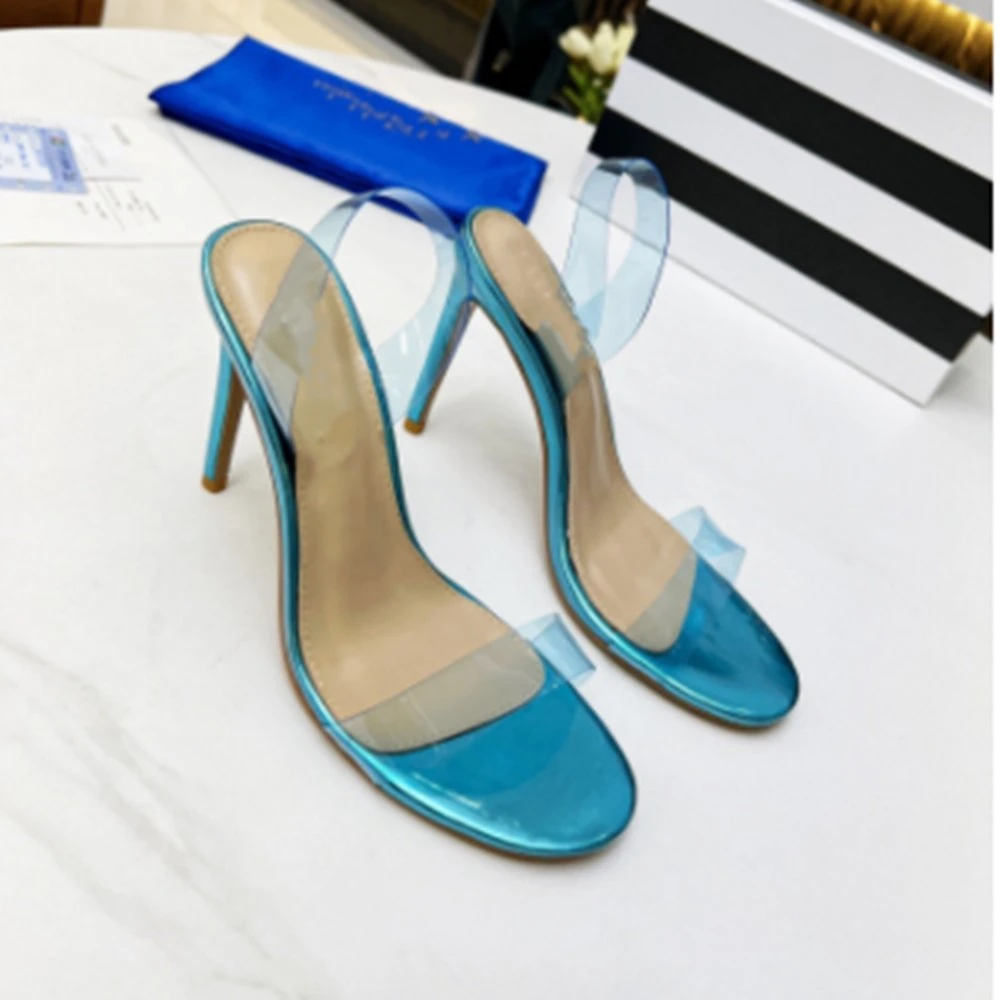Lady Shoe Nuevo diseño Crystal Open Toe Zapatos de piel de alta altura Zapatos de mujer Heels