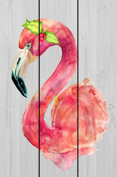 Wood Wall Sign Flamingo UV Printing Wall Hanging Art Home Decor