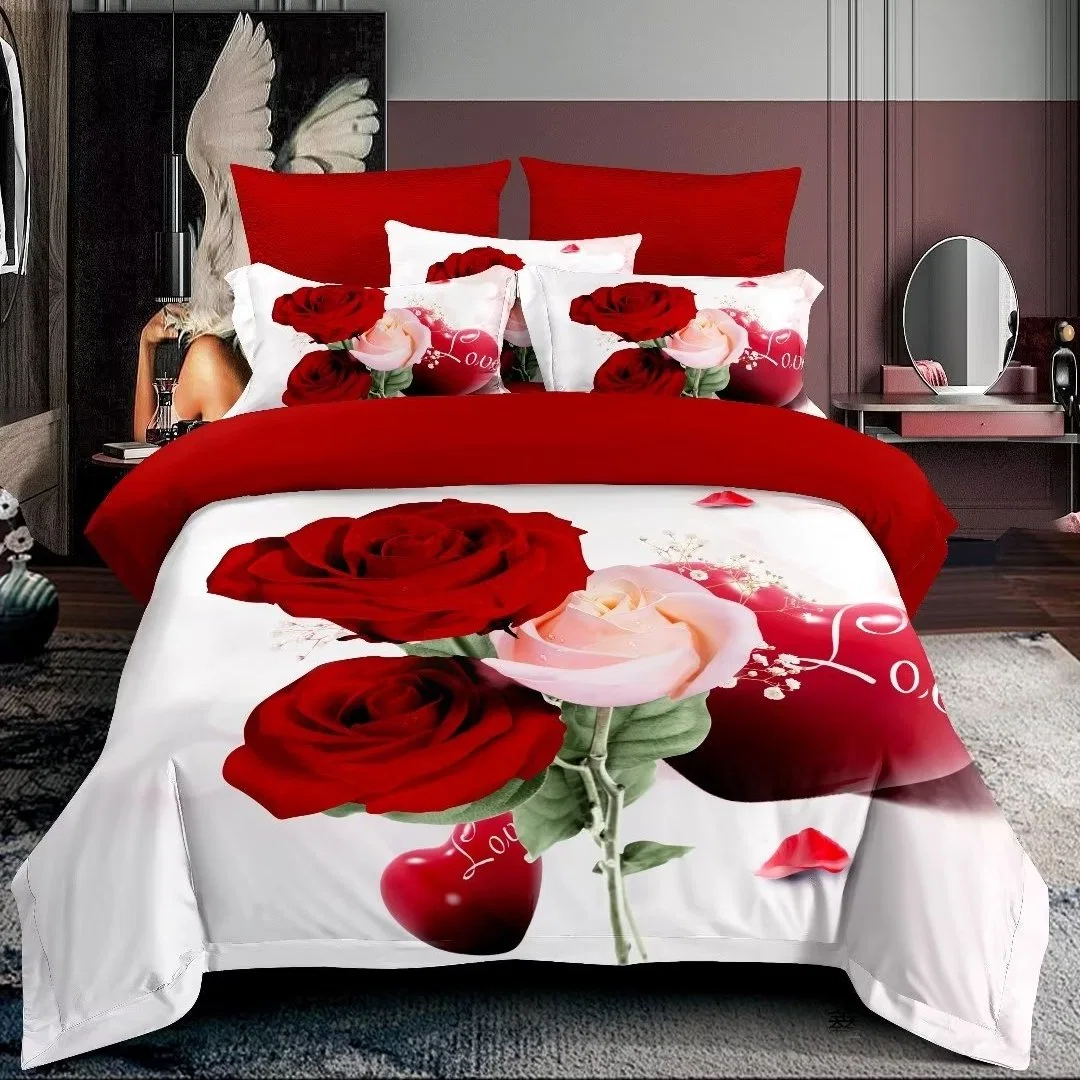 Neueste Blumenmuster 3D bedruckte Bett-Flachbettlaken-Set, King, Queen, Twin-Größen