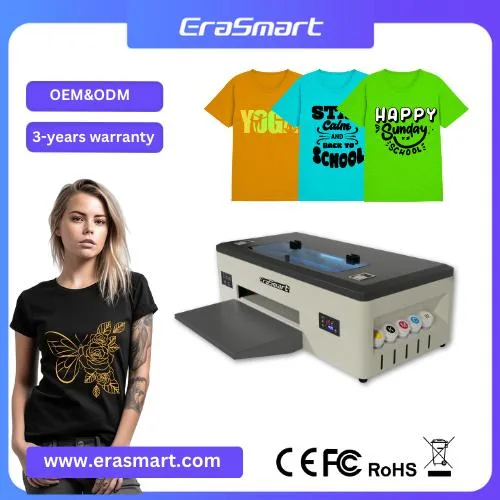 Erasmart Small A4 L805 Head Digital Printer White Toner Roll Transfer Pet Film Cloth Fabric T-Shirts Printing Machinery A4 Dtf Printer