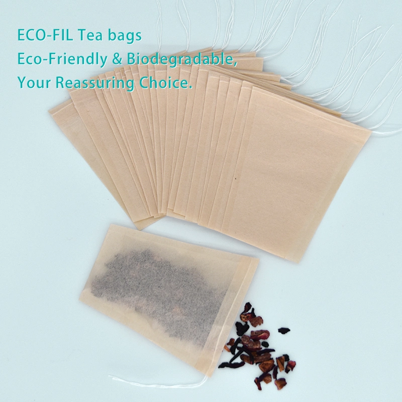 Papel de filtro Trapezoide sin cloro Bolsa de té, hecho de papel de cáñamo de Manila, etiquetas personalizadas de CAN, podría ser biodegradable Composible