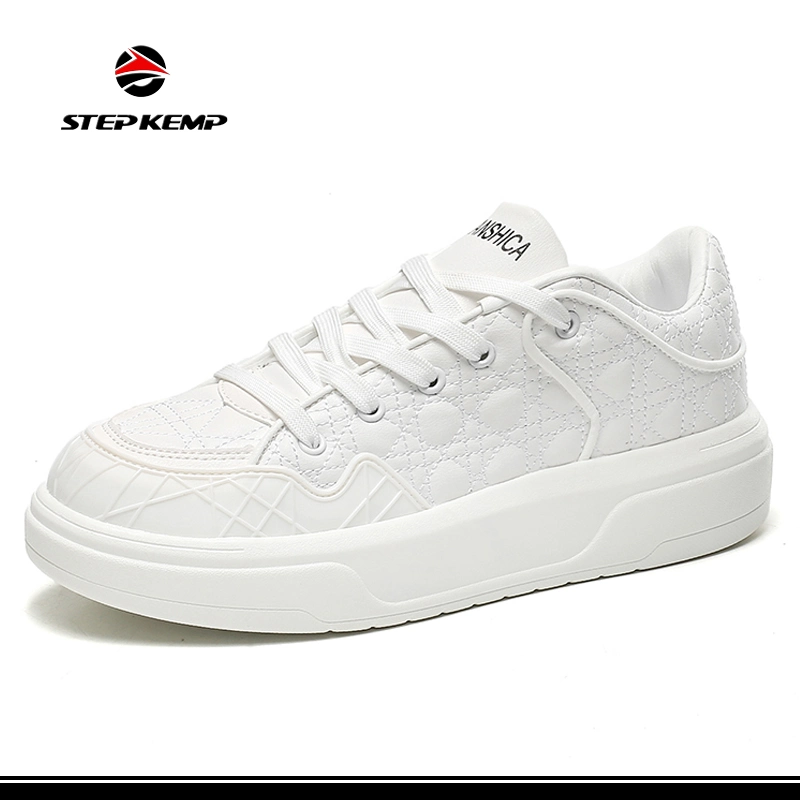 Mens Leather White Sneakers Low Top Lace up Casual Shoes Ex-23s3093