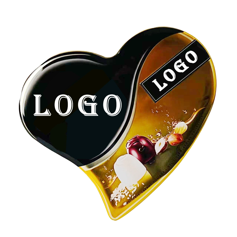 Специальная упаковка Tinplate Valentine Day Black Heart Shaped Metal Box Упаковка продуктов Вold Tin jar