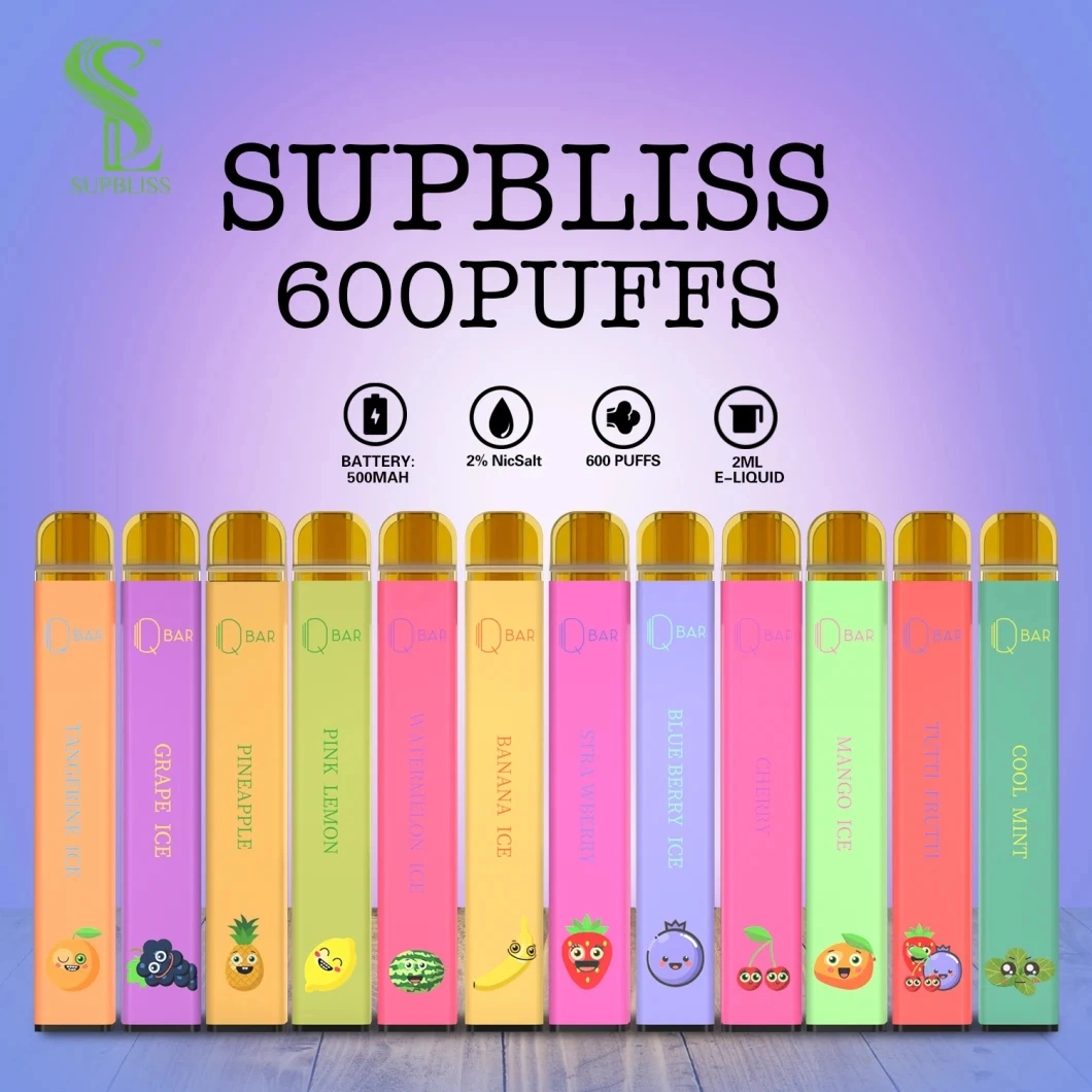 Qbar Supbliss E desechable cigarrillos 2ml CARTUCHO precargada 500mAh 600 inhalaciones de 2% 12 colores Puff Bar