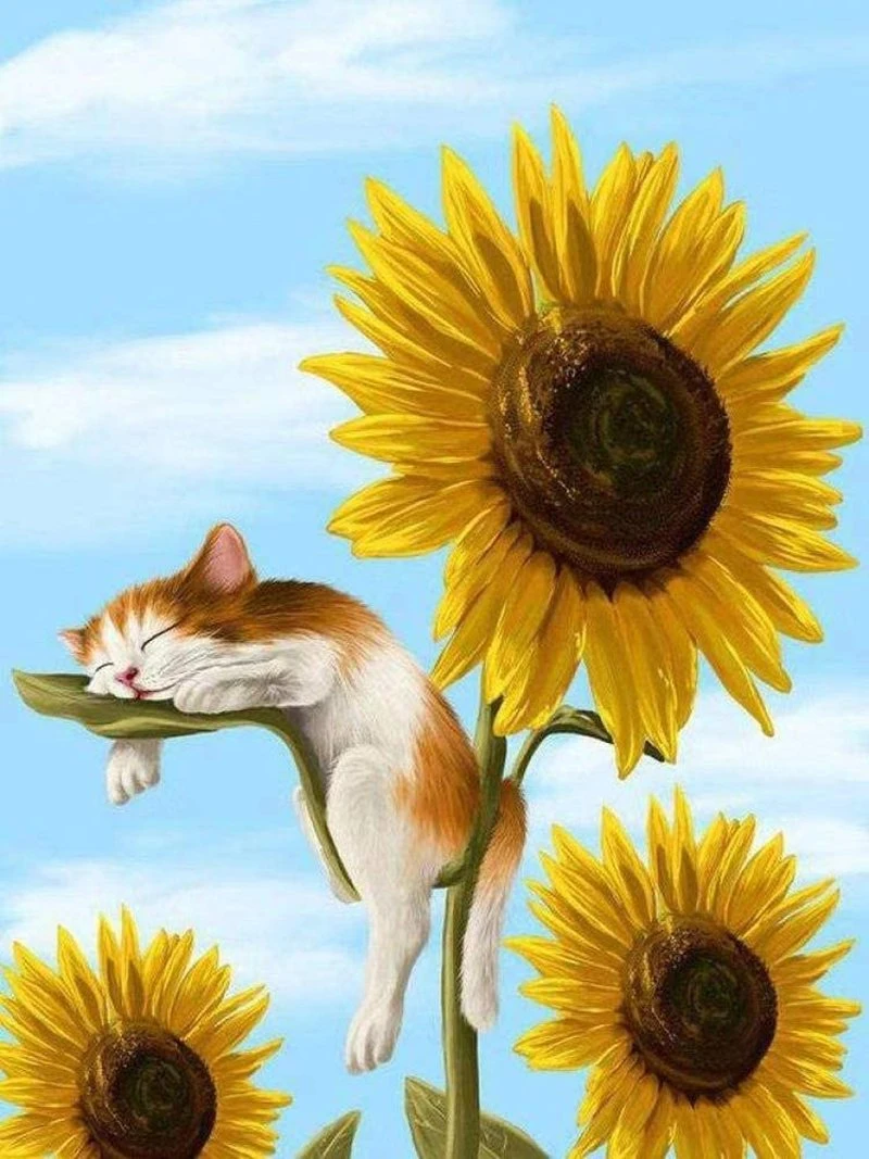 The Best Short Lint Canvas Sunflowers Wholesale/Supplier 5D Diamond Painting with Round and Square Resin Stones